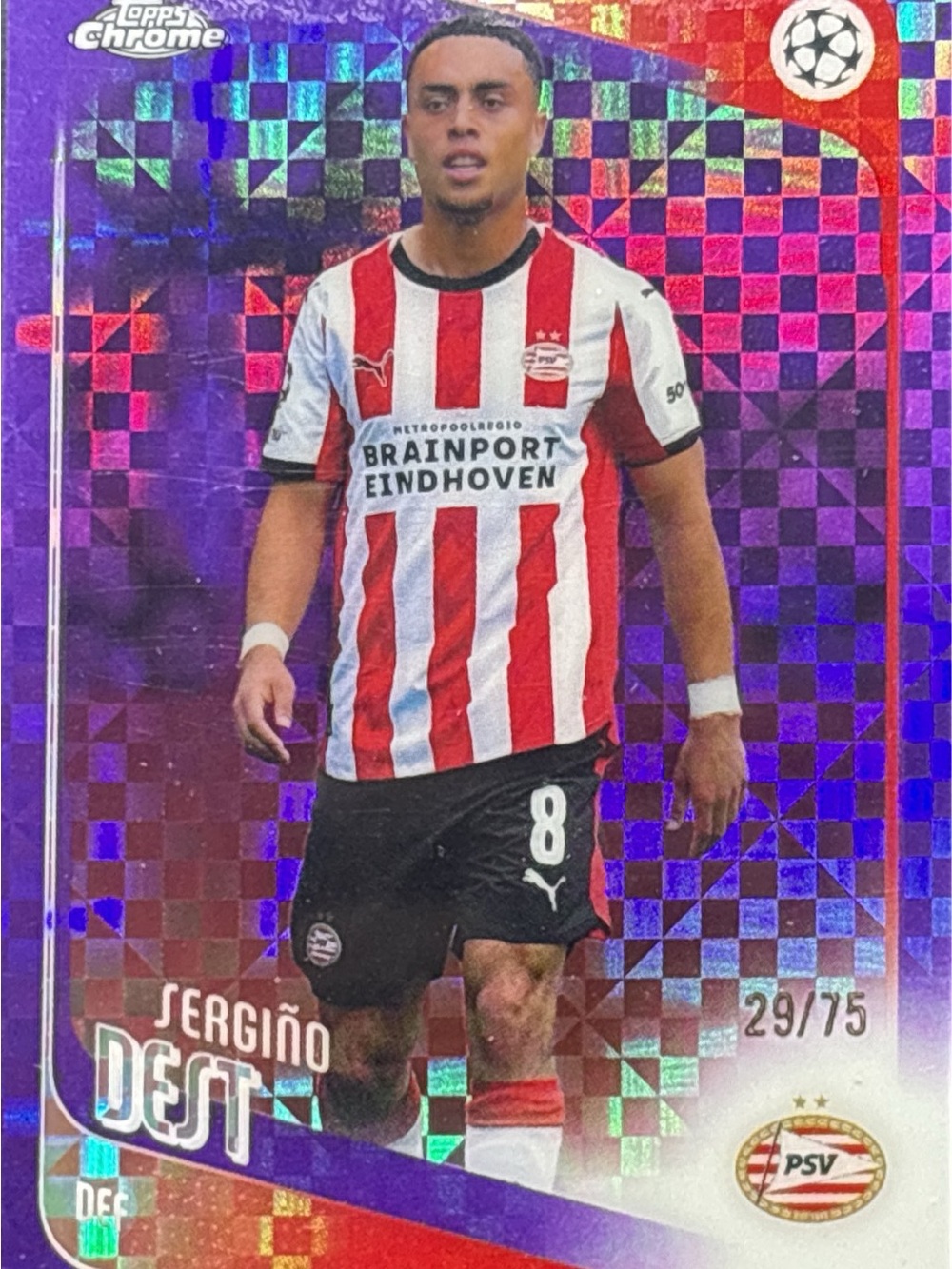 Topps Chrome Soccer Trading Card - Sergiño Dest LE 29/75